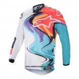 2020 Motocross Ciclismo Maglie Alpinestars Manica Lunga Arancione Blu Bianco