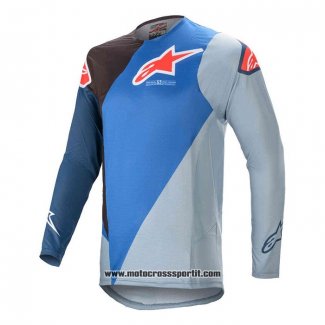 2020 Motocross Ciclismo Maglie Alpinestars Manica Lunga Blu