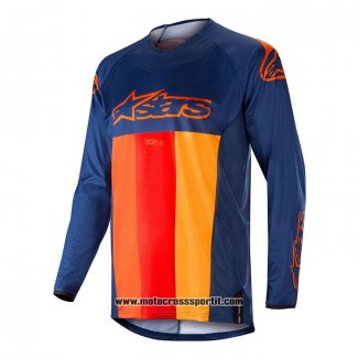 2020 Motocross Ciclismo Maglie Alpinestars Manica Lunga Blu