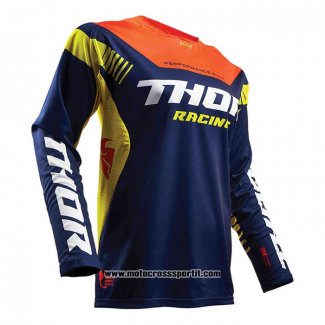 2020 Motocross Ciclismo Maglie Thor Manica Lunga Scuro Blu