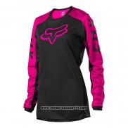 2020 Motocross Ciclismo Donne Maglie FOX Manica Lunga Nero Fuxia