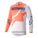 2020 Motocross Ciclismo Maglie Alpinestars Manica Lunga Arancione Bianco