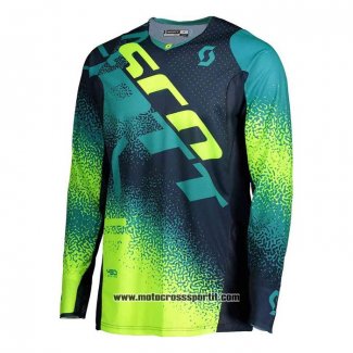 2020 Motocross Ciclismo Maglie Scott Manica Lunga Spento Blu Giallo