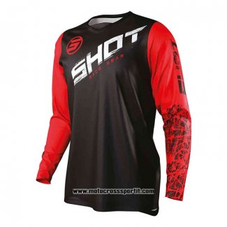 2020 Motocross Ciclismo Maglie Shot Manica Lunga Nero Rosso