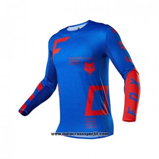 2021 FOX Motocross Ciclismo Maglie Manica Lunga Blu Rosso