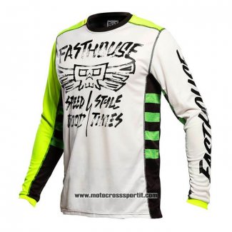 2021 Motocross Ciclismo Maglie Fast House Manica Lunga Bianco Giallo