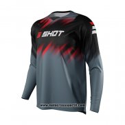 2021 Shot Motocross Ciclismo Maglie Manica Lunga Nero Grigio Rosso