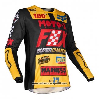 2020 Motocross Ciclismo Maglie FOX Manica Lunga Nero Giallo