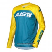 2020 Motocross Ciclismo Maglie Just 1 Manica Lunga Azzurro Giallo