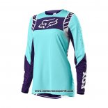 2021 FOX Motocross Ciclismo Donne Maglie Manica Lunga Blu Viola