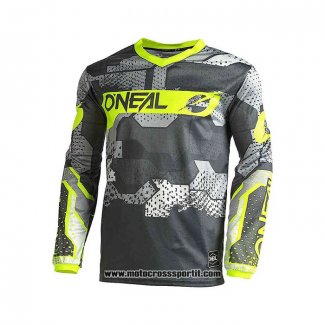 2021 Oneal Motocross Ciclismo Maglie Manica Lunga Grigio Giallo