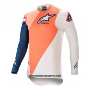 2020 Motocross Ciclismo Maglie Alpinestars Manica Lunga Blu Arancione Bianco