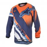 2020 Motocross Ciclismo Maglie Alpinestars Manica Lunga Blu Arancione