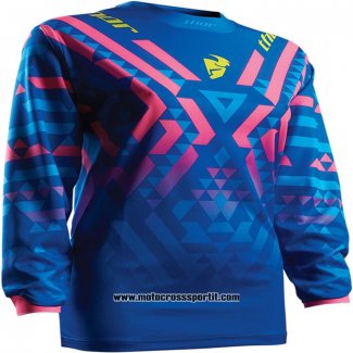 2020 Motocross Ciclismo Maglie Thor Manica Lunga Blu Rosa