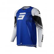 2021 Shot Motocross Ciclismo Maglie Manica Lunga Blu Bianco