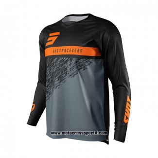 2021 Shot Motocross Ciclismo Maglie Manica Lunga Nero Grigio Arancione