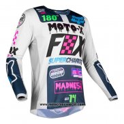 2020 Motocross Ciclismo Maglie FOX Manica Lunga Bianco