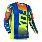 2020 Motocross Ciclismo Maglie FOX Manica Lunga Blu Giallo