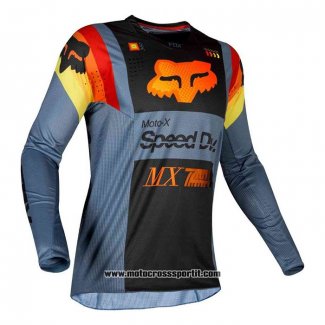 2020 Motocross Ciclismo Maglie FOX Manica Lunga Spento Blu