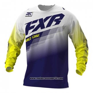 2020 Motocross Ciclismo Maglie FXR Manica Lunga Scuro Blu Giallo