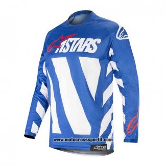 2020 Motocross Ciclismo Maglie Alpinestars Manica Lunga Blu Bianco