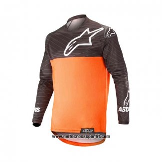 2020 Motocross Ciclismo Maglie Alpinestars Manica Lunga Marrone Arancione