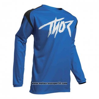 2020 Motocross Ciclismo Maglie Thor Manica Lunga Blu Nero