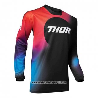 2020 Motocross Ciclismo Maglie Thor Manica Lunga Nero Rosso