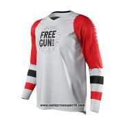 2021 Freegun Motocross Ciclismo Maglie Manica Lunga Bianco Rosso