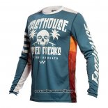 2021 Motocross Ciclismo Maglie Fast House Manica Lunga Bianco Blu