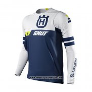 2021 Shot Motocross Ciclismo Maglie Manica Lunga Bianco Blu