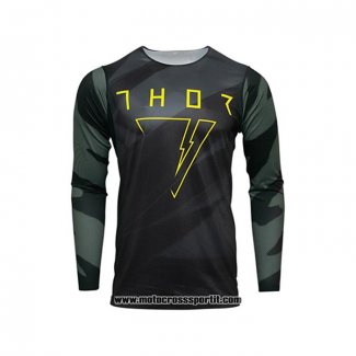 2021 Thor Motocross Ciclismo Maglie Manica Lunga Verde