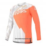 2020 Motocross Ciclismo Maglie Alpinestars Manica Lunga Arancione Bianco