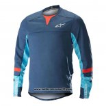 2020 Motocross Ciclismo Maglie Alpinestars Manica Lunga Blu