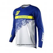 2021 Shot Motocross Ciclismo Maglie Manica Lunga Blu Bianco