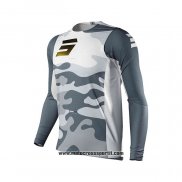 2021 Shot Motocross Ciclismo Maglie Manica Lunga Grigio Bianco