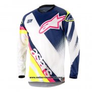 2020 Motocross Ciclismo Maglie Alpinestars Manica Lunga Blu Bianco