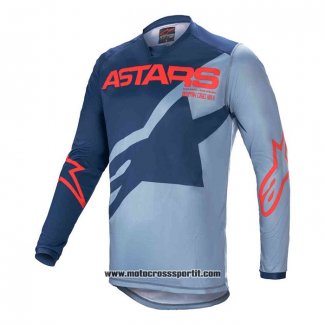 2020 Motocross Ciclismo Maglie Alpinestars Manica Lunga Blu