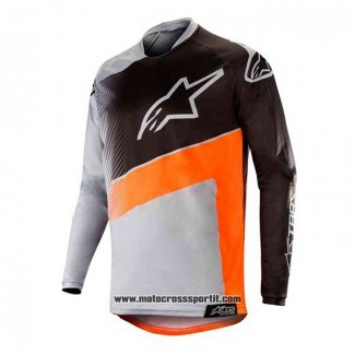 2020 Motocross Ciclismo Maglie Alpinestars Manica Lunga Nero Arancione