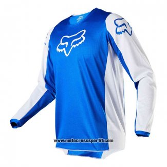 2020 Motocross Ciclismo Maglie FOX Manica Lunga Bianco Blu