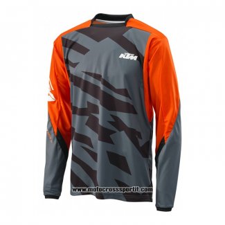 2020 Motocross Ciclismo Maglie KTM Manica Lunga Grigio Arancione