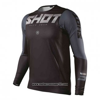 2020 Motocross Ciclismo Maglie Shot Manica Lunga Nero