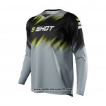 2021 Shot Motocross Ciclismo Maglie Manica Lunga Nero Grigio Giallo