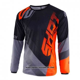 2020 Motocross Ciclismo Maglie Shot Manica Lunga Nero Arancione