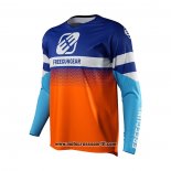 2021 Freegun Motocross Ciclismo Maglie Manica Lunga Blu Arancione