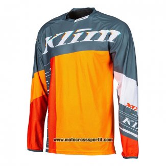 2021 Motocross Ciclismo Maglie Klim Manica Lunga Arancione Grigio