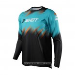 2021 Shot Motocross Ciclismo Maglie Manica Lunga Blu Nero