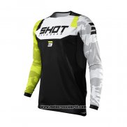 2021 Shot Motocross Ciclismo Maglie Manica Lunga Nero Giallo