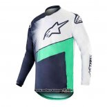 2020 Motocross Ciclismo Maglie Alpinestars Manica Lunga Bianco Blu