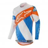 2020 Motocross Ciclismo Maglie Alpinestars Manica Lunga Blu Bianco